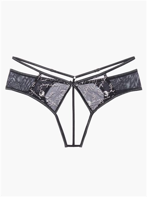 Dear Diary Crotchless Open Back Thong In Black Savage X Fenty