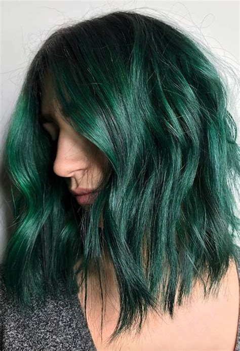 63 Offbeat Green Hair Color Ideas To Inspire Dark Green Hair Green