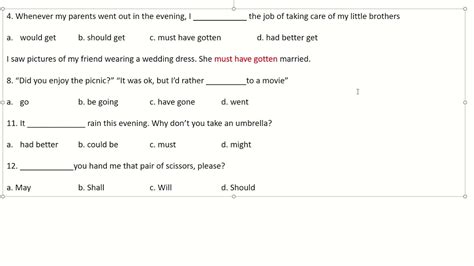 Exercícios Sobre Verbos Modais Em Inglês