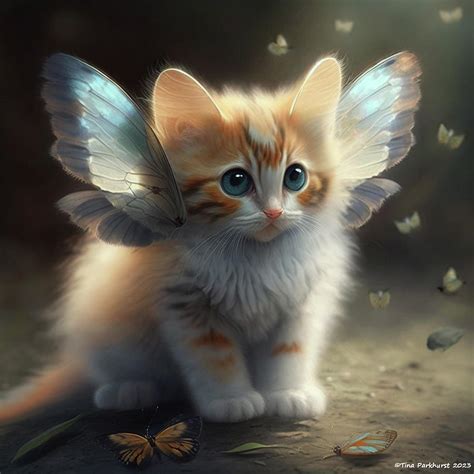 Butterfly Kittens Digital Art By Tina Parkhurst Fine Art America