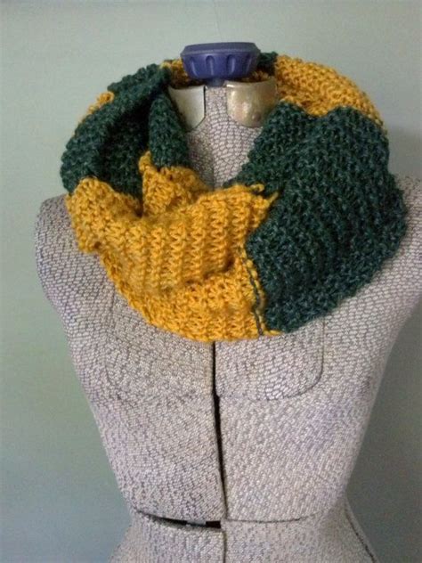 Green And Gold Long Scarf Green Bay Packers Inspired Knit Etsy Long Scarf Green And Gold Scarf