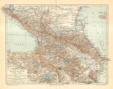 Kuban region was a territory of the kuban cossack army. 1897 CAUCASUS Antique Map, Armenia, Dagestan, Kuban Region ...