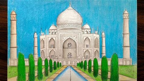 How To Draw Taj Mahal Youtube Taj Mahal Drawing Taj Mahal Taj