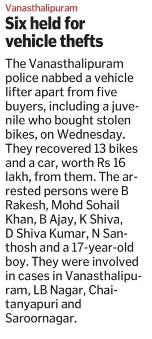 Rachakonda Police On Twitter Notoriousautomobiletheft Offender And His Associates Nabbed By