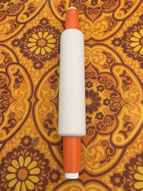 Tupperware Rolling Pin Large Plastic Rust And White Etsy