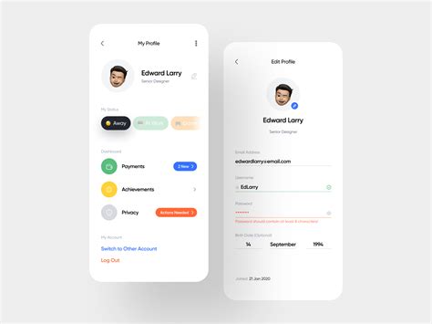 User Profile Concept By Ech On Dribbble
