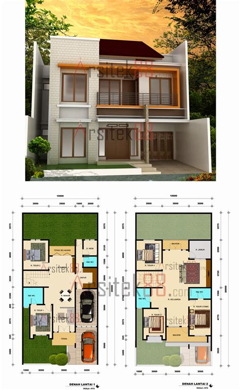 Dalam desain rumah yang satu ini terdapat 3 kamar tidur di bagian lantai 2 rumah. Desain Rumah Minimalis 10 X 20 - Gambar Foto Desain Rumah