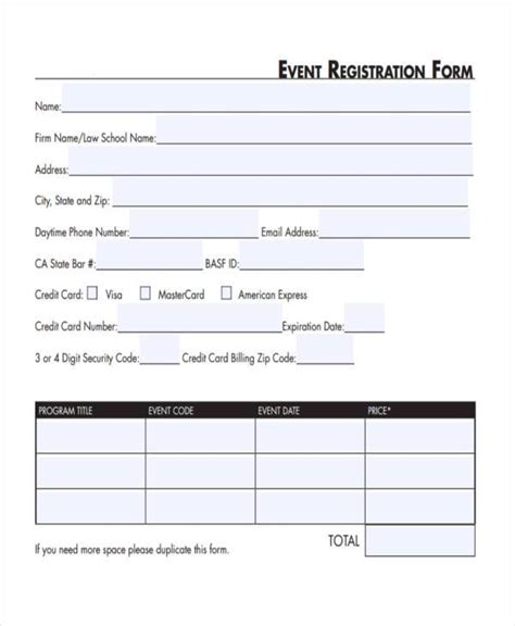 Printable Event Registration Form Ms Word Printable Forms Free Online