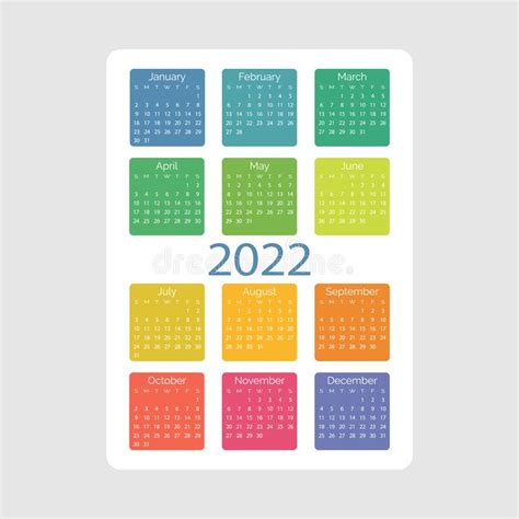 White Pocket Vector Calendar 2022 Year Minimal Business Simple Clean