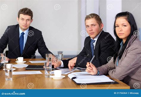 Team Of 3 Business People During Meeting Stock Photo Image Of