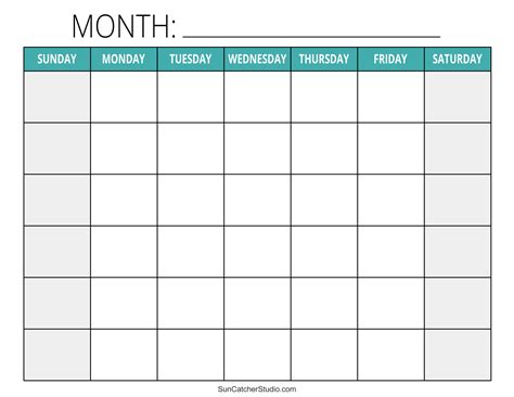 Blank Calendar Templates Free Printable Pages Diy Projects