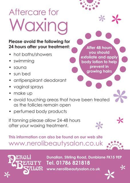 Aftercare For Waxing Neroli Beauty Salon