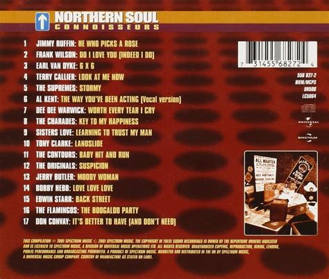 Northern Soul Connoisseurs Volume 1 Various Artists Cd Spectrum