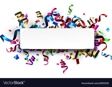 White Holiday Banner With Colorful Serpentine Vector Image