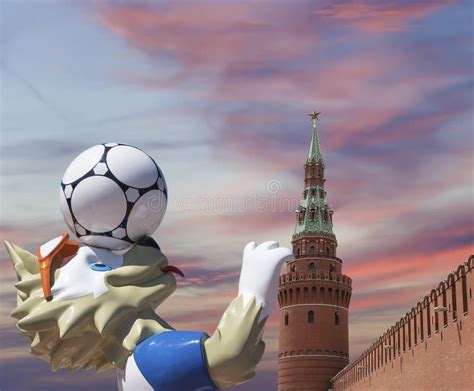 official mascot of the 2018 fifa world cup in russia wolf zabivaka moscow editorial stock