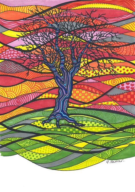 Psychedelic Tree Drawing By Heidi Farrar Pixels