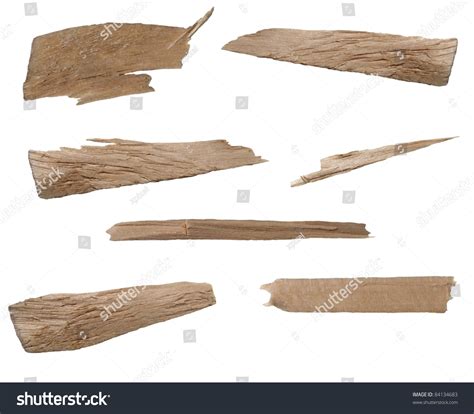 Collection Pieces Broken Planks Beech Isolated Stock Photo 84134683