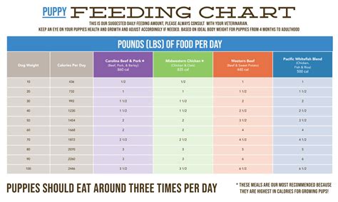 Feeding Chart Ricks Dog Deli