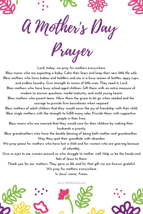 A Mothers Day Prayer Printable The Holy Mess