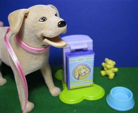 Barbie Doll Pet Shop Dog Tanner Puppy Labrador Retriever Dish Trash Can