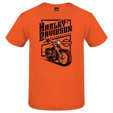 Harley Davidson® Men S Vertical Drive T Shirt Orange Short Sleeves House Of Harley®