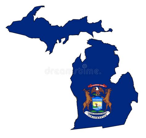 Mappa E Bandiera Del Profilo Del Michigan Illustrazione Vettoriale