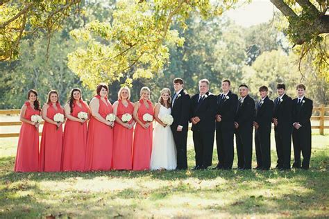 Coral And Black Wedding Party