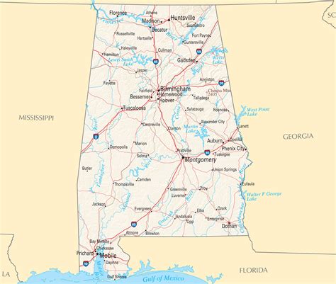 Alabama Reference Map Mapsofnet