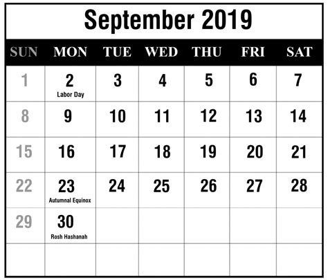 September 2019 Editable Calendar September Calendar Calendar