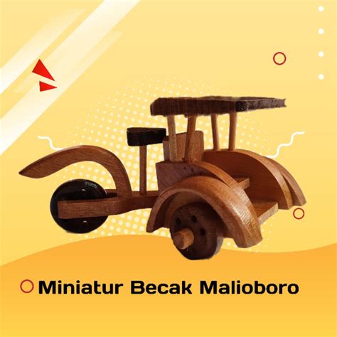 Jual Mainan Becak Miniatur Kayu Jogja Khas Jogja Shopee Indonesia