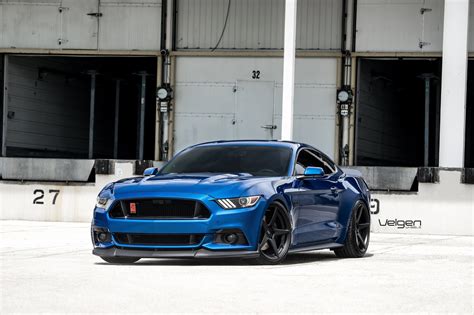Blue Ford Mustang S550 On Velgen Classic5 20x9 And 20x105 Wheels — Carid