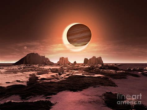 Europa Thawing Under A Red Giant Sun Photograph By Ron Miller Science