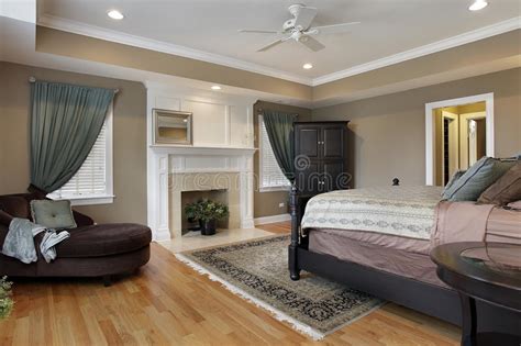 Master Bedroom With Fireplace Stock Photo Image Of Architecture