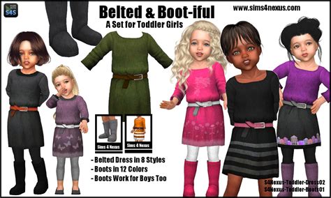 Sims4nexus Belted And Boot Iful Toddler Girls Set