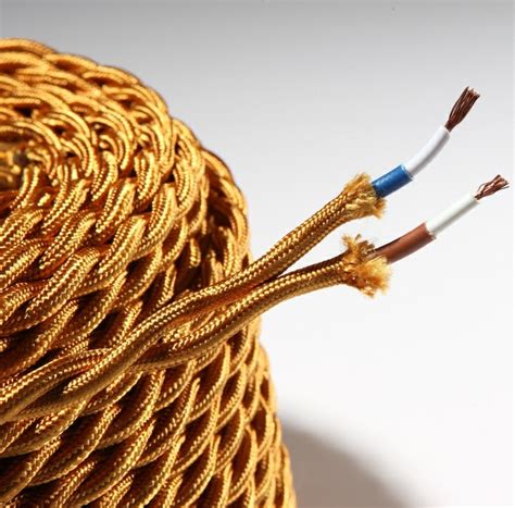 Colored Fabric Covered Lighting Cable In 2 And 3 Core Twisted Braided