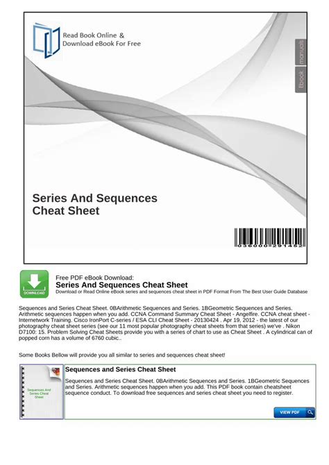 Pdf Series And Sequences Cheat Sheet Pdf Fileseries And Sequences