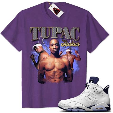 Tupac 2pac Shakur Graphic Purple Air Jordan 6 Midnight Navy 6s In