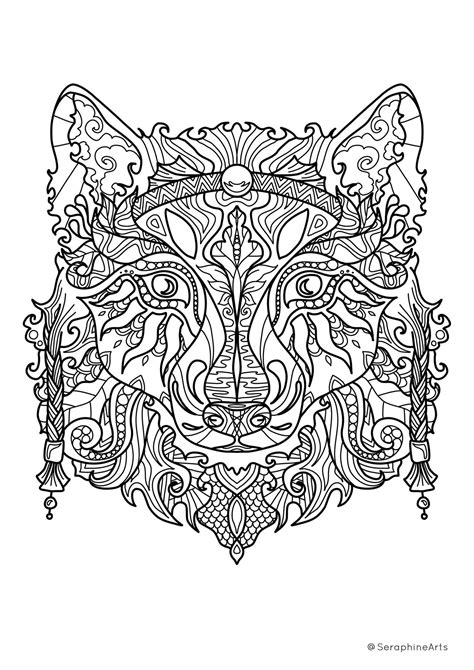 Free Colouring Page Shaman Wolf By Seraphinearts On Deviantart Free