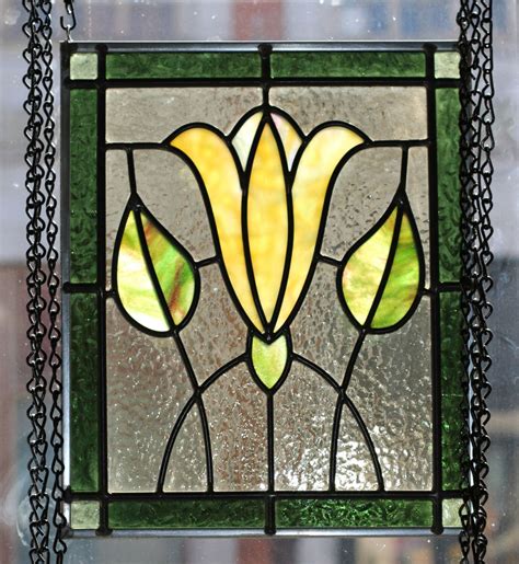 Yellow Flower Stained Glass Panel Stained Glass Panels Faux Stained Glass Stained Glass