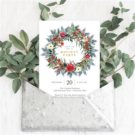 Simply select a template that you like, customize and download. Festive Wreath Holiday Party Invitation #FWC - Berry Berry ...