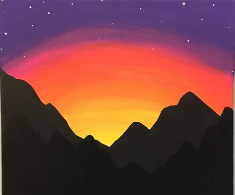 Paint A Mountain Sunset For Beginners Sunset Canvas Painting
