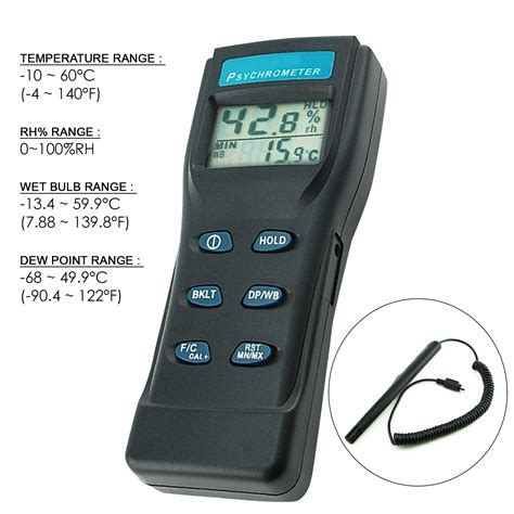Thermo Hygrometer Psychrometer Humidity Wet Bulb Temperature Digital
