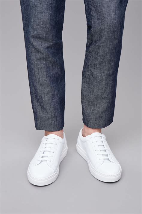 Lace-up leather sneakers | White sneakers men, Sneakers outfit men, White fashion sneakers