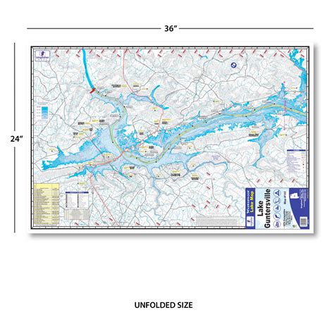 Kingfisher Maps Waterproof Lake Map Lake Guntersville Al And Tn 24 X 36