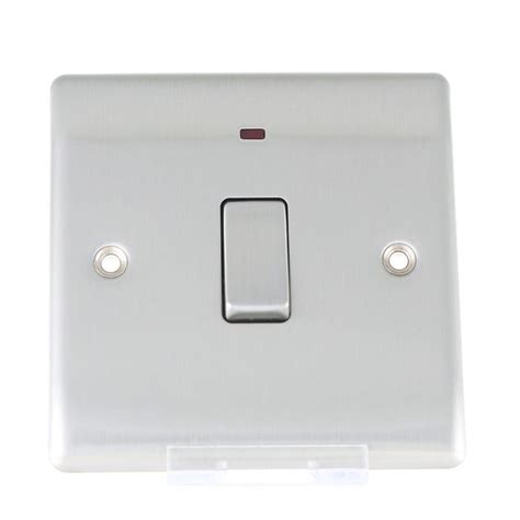 Bg Nexus 20a Double Pole Switch With Neon Brushed Steel Nbs31 01