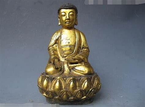 Wholesale Factory 9 Tibet Buddhism Classical Old Bronze Gild Lotus Flower Tathagata Buddha