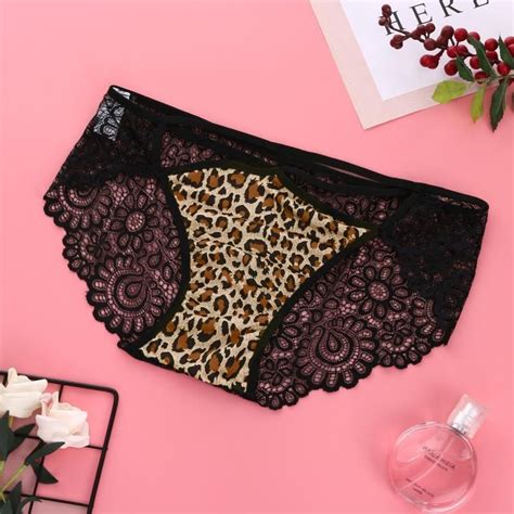 Wholesale Material Womens Panties Seamless Fahion Lace Sexy Leopard Print Translucent Underwear