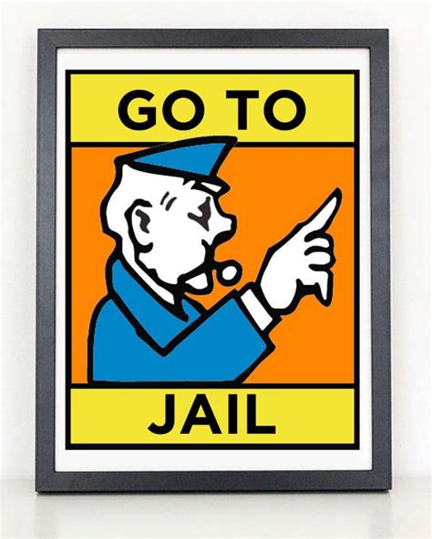 Monopoly Go To Jail Retro Board Game Print By Coliseumgraphics Clip Art Free Clip Art Board