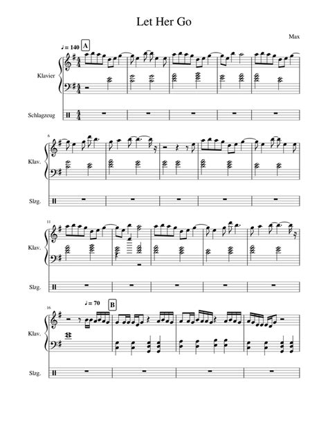 Passenger Let Her Go Sheet Music For Piano Drum Group Mixed Duet