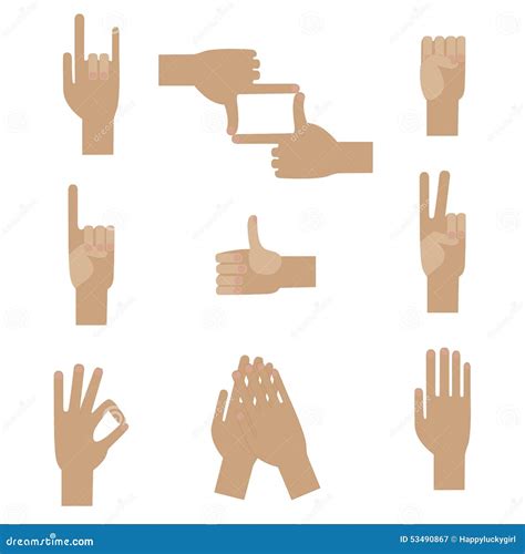 Set Popular Human Hand Gestures Stock Illustration Image 53490867